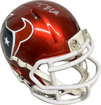 Tank Dell Houston Home Signed Flash Mini Football Helmet (PIA/JSA)