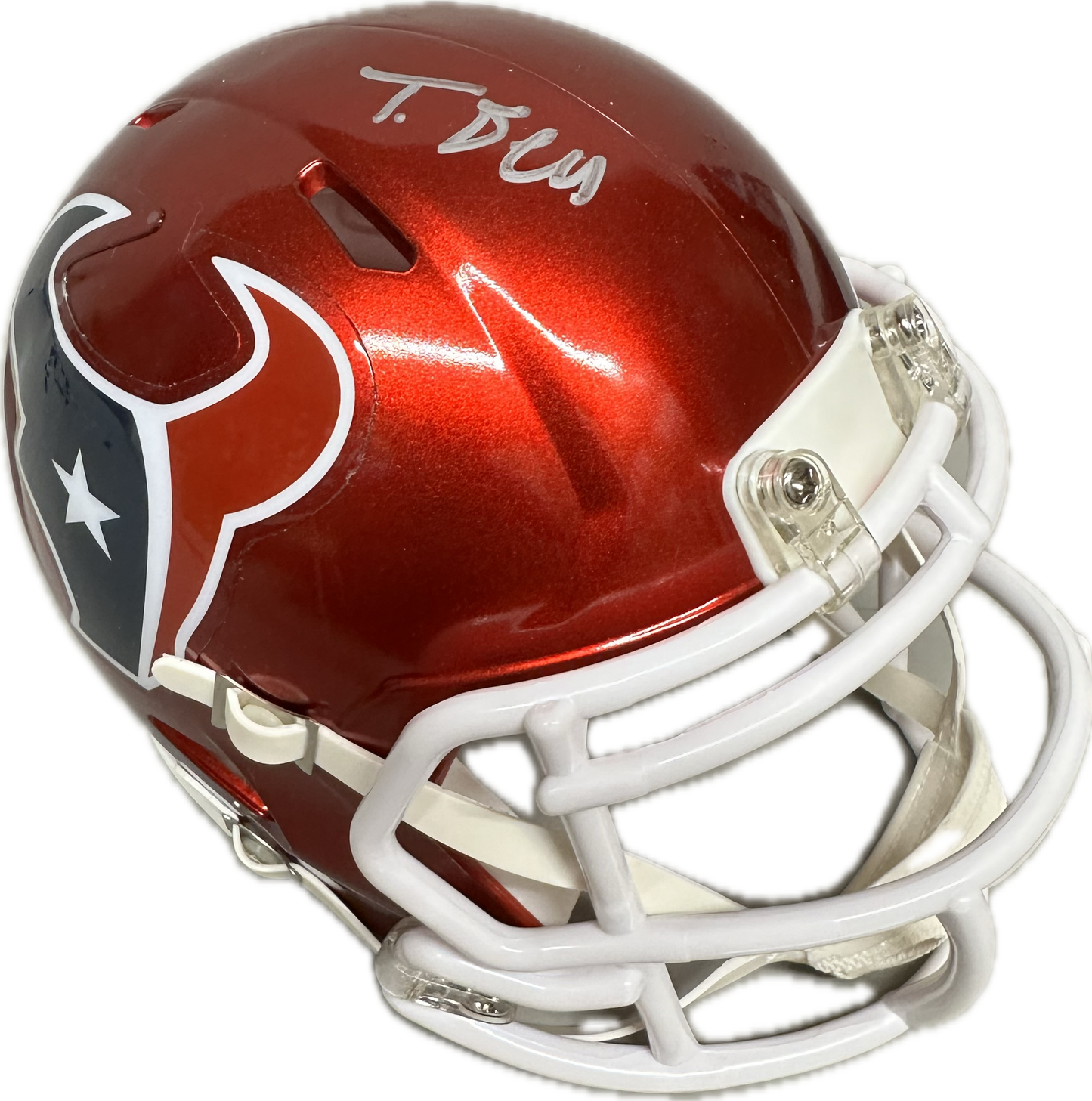 Tank Dell Houston Home Signed Flash Mini Football Helmet (PIA/JSA)