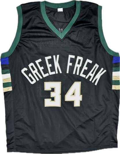 Giannis Antetokounmpo Custom Black Milwaukee Signed Basketball Jersey (PIA)