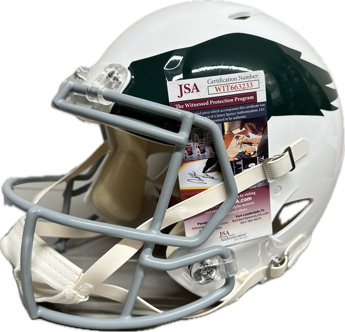 Jalen Hurts "Fly Eagles Fly" Philadelphia Lunar Signed Full Size Football Helmet (JSA)