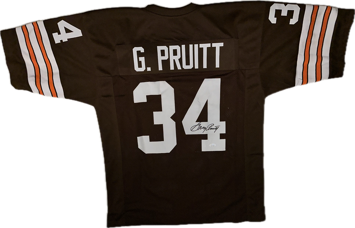 Greg Pruitt Custom Browns Autographed Football Jersey (JSA)