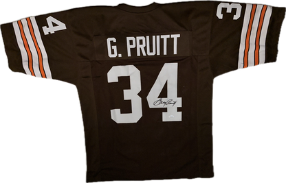 Greg Pruitt Custom Browns Autographed Football Jersey (JSA)