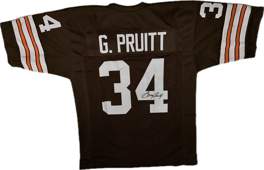 Greg Pruitt Custom Browns Autographed Football Jersey (JSA)