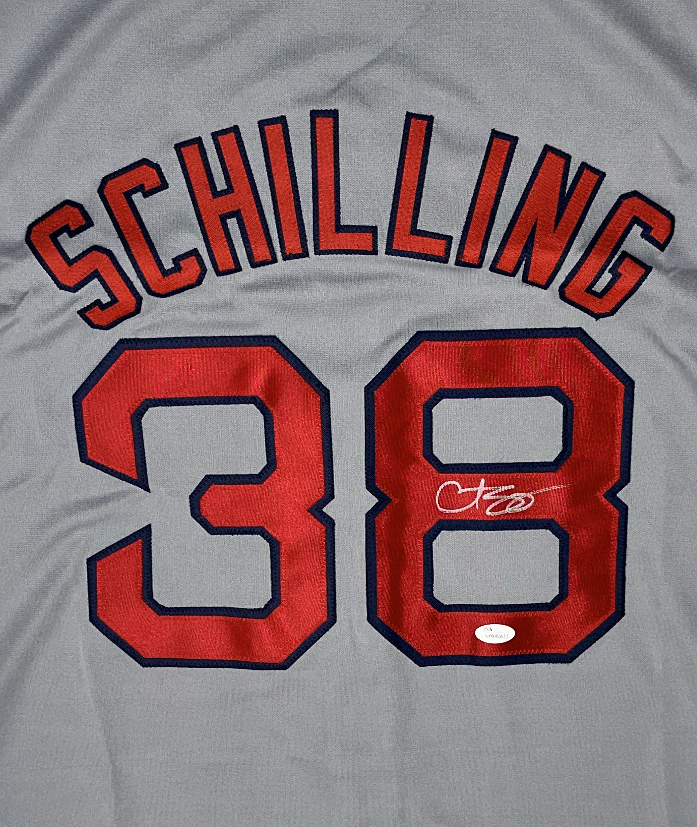 Curt Schilling Autographed Boston Custom Basketball Jersey (JSA)