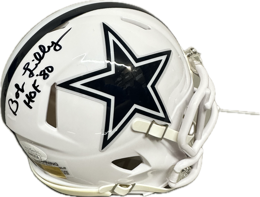 Bob Lilly "HOF 80" Signed Dallas White Speed Mini Football Helmet (PIA/JSA)