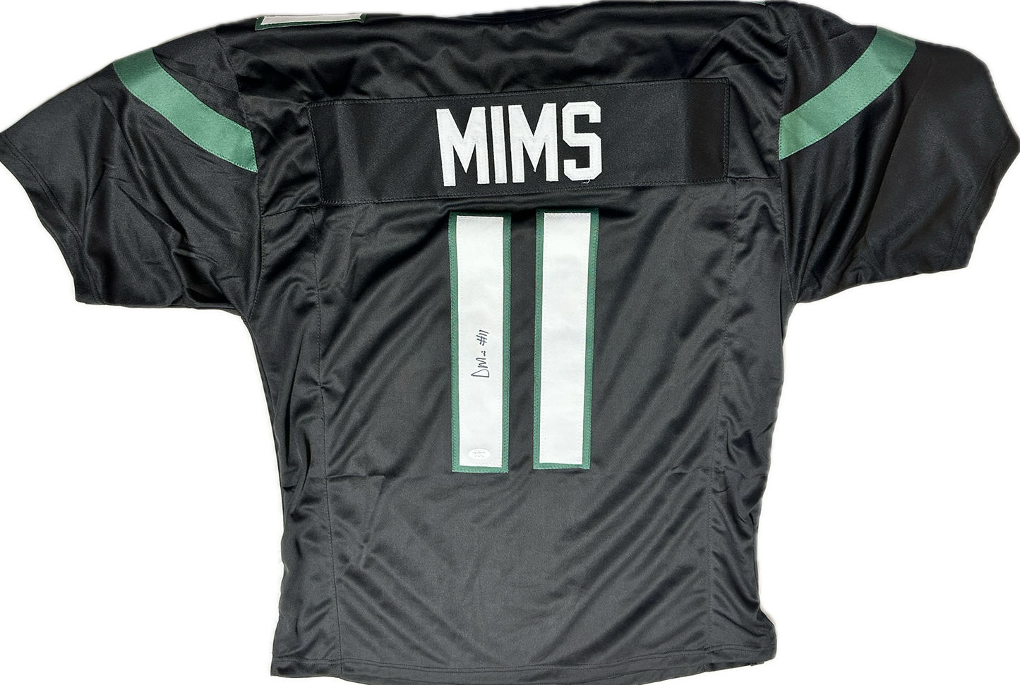 Denzel Mims Custom New York Autographed Football Black Jersey (JSA)