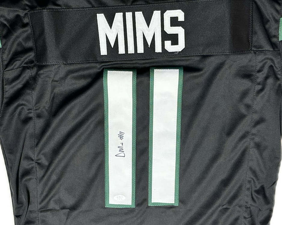 Denzel Mims Custom New York Autographed Football Black Jersey (JSA)