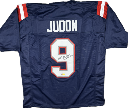 Matthew Judon Signed New England Blue Custom Autographed Football Jersey (PIA)