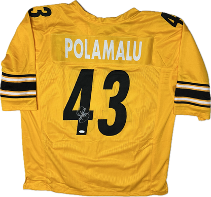 Troy Polamalu Signed Pittsburgh Yellow Custom Autographed Football Jersey (JSA)