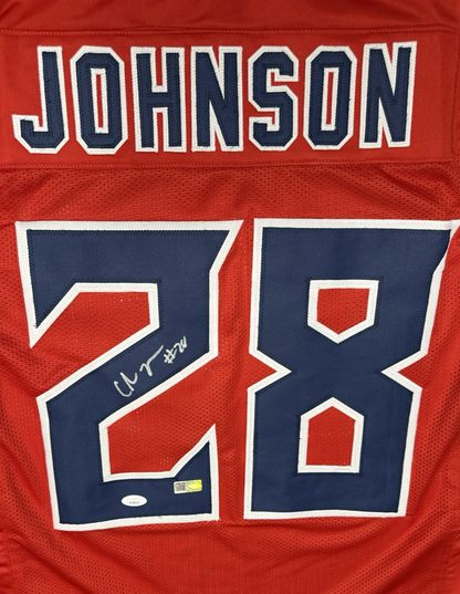 Chris Johnson Custom Red Tennessee Autographed Football Jersey (PIA)