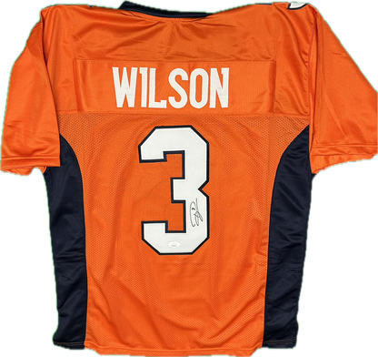 Russell Wilson Autographed Denver Custom Orange Football Jersey (JSA)