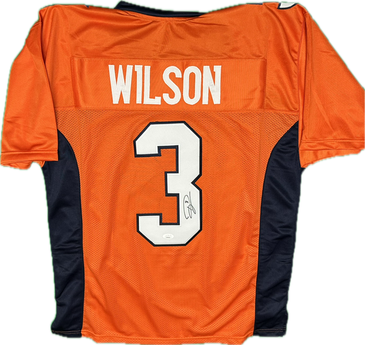 Russell Wilson Autographed Denver Custom Orange Football Jersey (JSA)