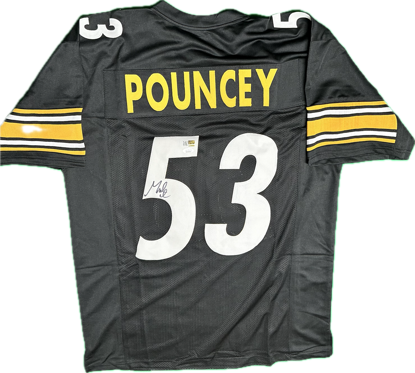 Marquise Pouncey Autographed Pittsburgh Custom Black Football Jersey (PIA/JSA)