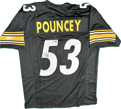 Marquise Pouncey Autographed Pittsburgh Custom Black Football Jersey (PIA/JSA)