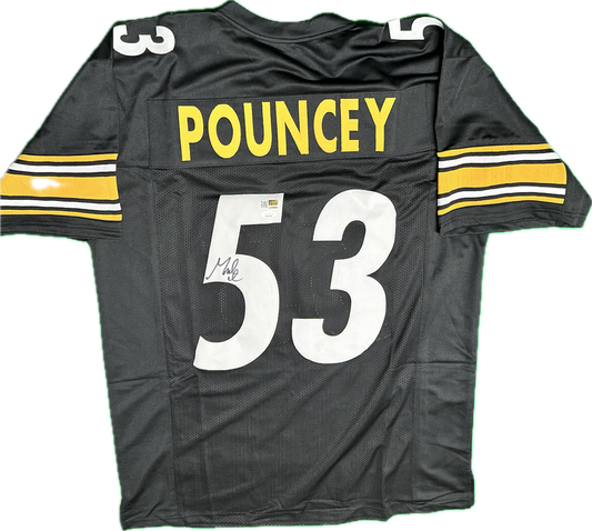 Marquise Pouncey Autographed Pittsburgh Custom Black Football Jersey (PIA/JSA)