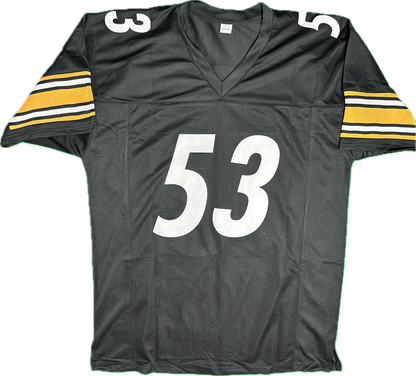 Marquise Pouncey Autographed Pittsburgh Custom Black Football Jersey (PIA/JSA)