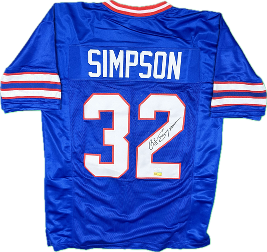 O.J. Simpson Signed Buffalo Blue Custom Football Jersey (PIA/JSA)