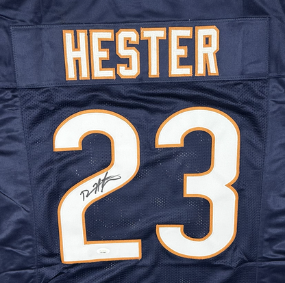 Devin Hester Autographed Chicago Blue Custom Football Jersey (JSA)