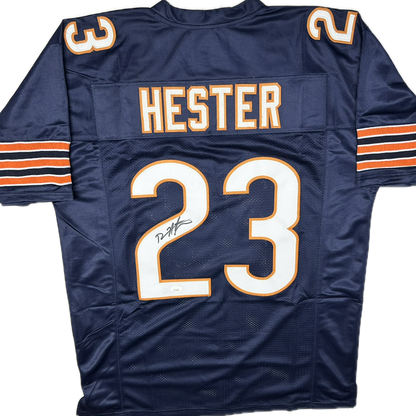 Devin Hester Autographed Chicago Blue Custom Football Jersey (JSA)