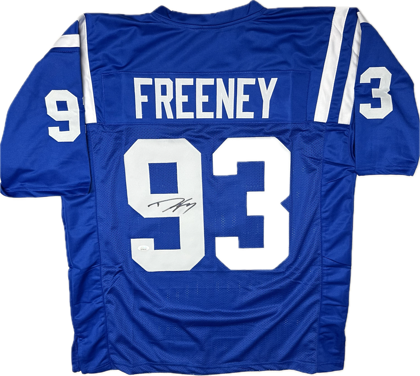 Dwight Freeney Signed Indianapolis Custom Blue Football Jersey (JSA)