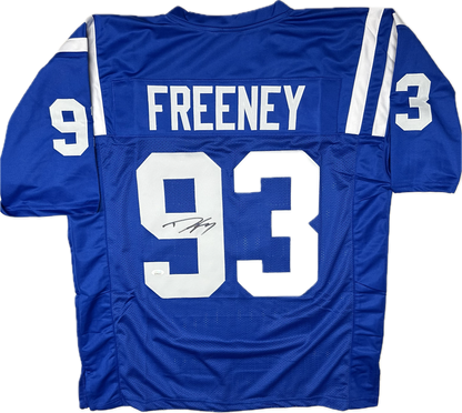 Dwight Freeney Signed Indianapolis Custom Blue Football Jersey (JSA)