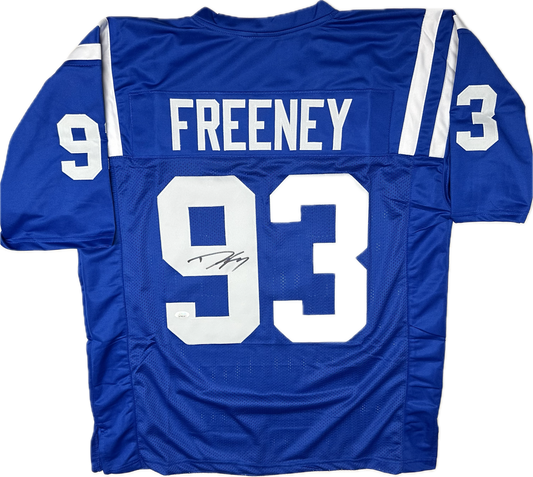 Dwight Freeney Signed Indianapolis Custom Blue Football Jersey (JSA)