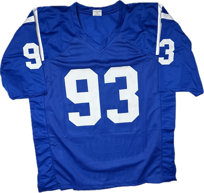 Dwight Freeney Signed Indianapolis Custom Blue Football Jersey (JSA)