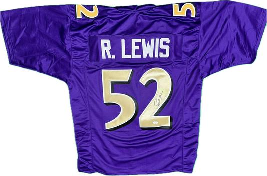 Ray Lewis Custom Baltimore Autographed Football Jersey (JSA)