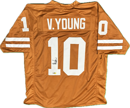 Vince Young Autograph Texas Custom Football Jersey (PIA)