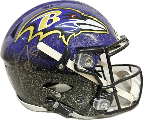 Lamar Jackson Signed Full Size Helmet Sparkle Flex Flash Speed Authentic Football Helmet (JSA)