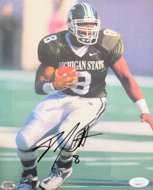 TJ Duckett Michigan State Autographed Photo 8x10 JSA