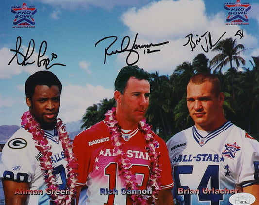 Ahman Green, Rich Gannon, & Brian Urlacher Autographed Photo 8x10 JSA