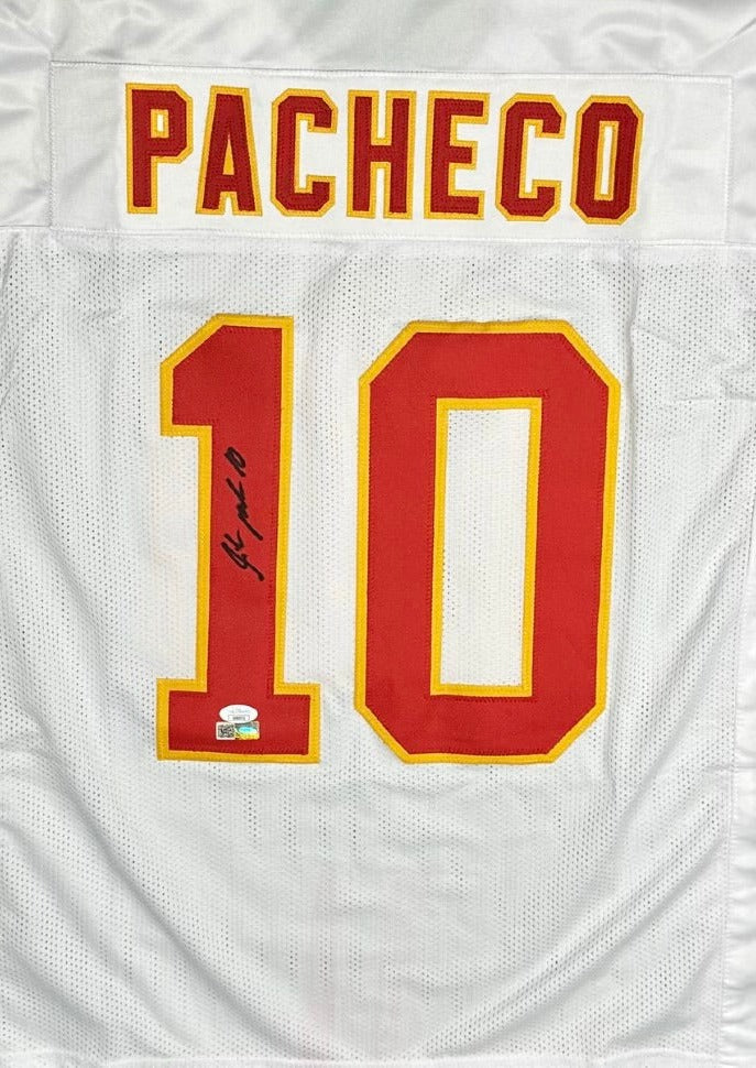 Isiah Pacheco Signed White Super Bowl Chiefs Custom Autographed Football Jersey (PIA/JSA)