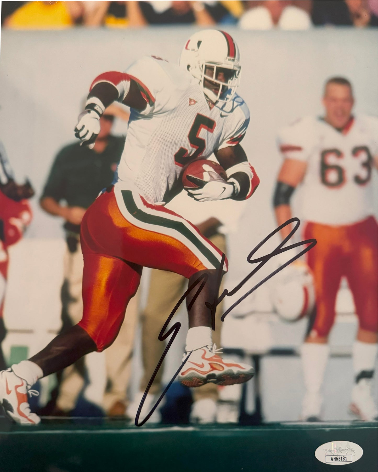 Edgerrin James Miami Autographed Photo 8x10 JSA