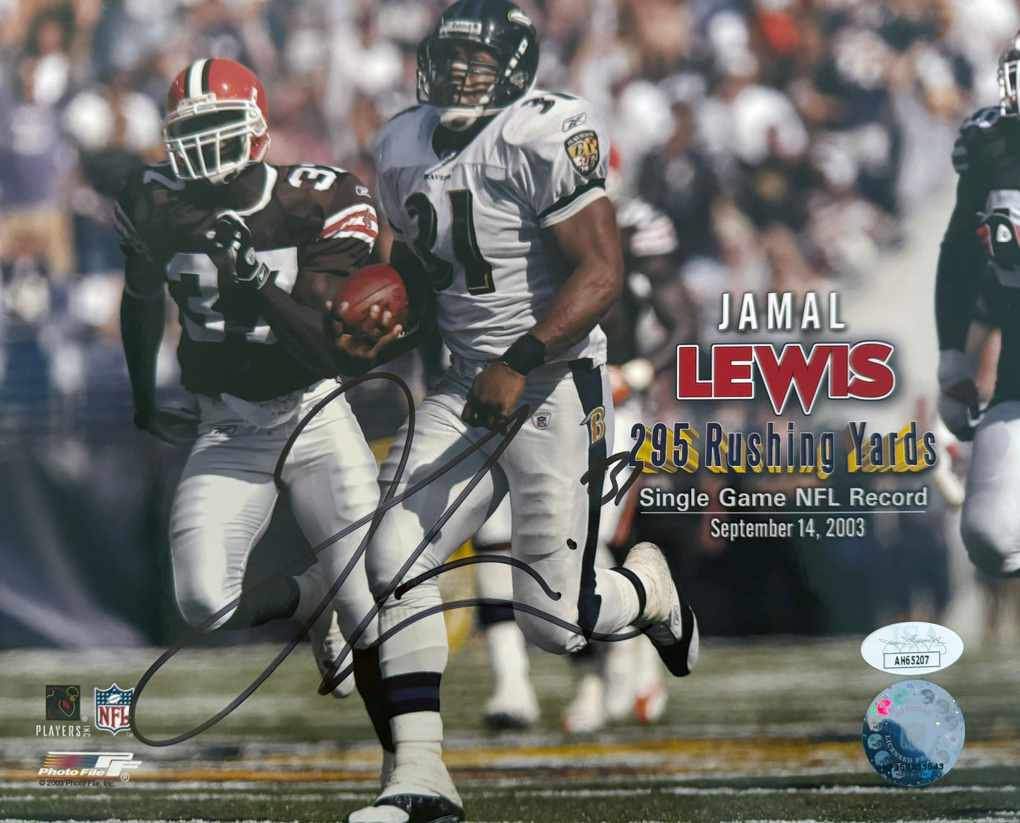 Jamal Lewis Baltimore Autographed Photo 8x10 JSA