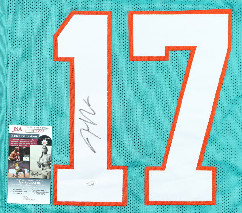 Jaylen Waddle Signed Miami Custom Autographed Teal Football Jersey (PIA/JSA)