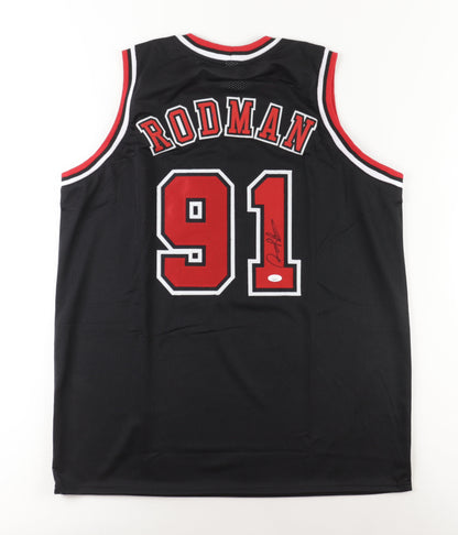 Dennis Rodman Black Custom Chicago Autographed Basketball Jersey (PIA)