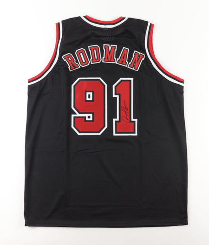 Dennis Rodman Black Custom Chicago Autographed Basketball Jersey (PIA)