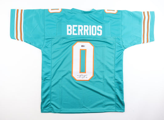 Braxton Berrios Signed Custom Miami Teal Football Jersey (PIA)