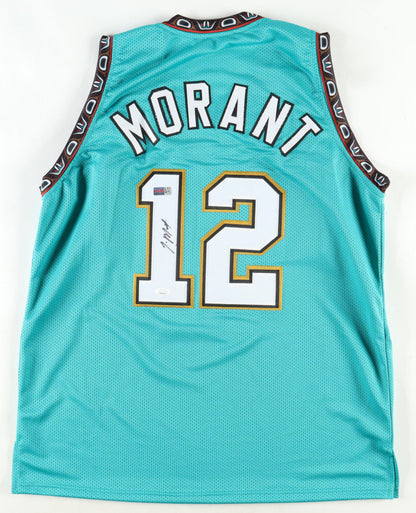 Ja Morant Teal Custom Memphis Autographed Basketball Jersey (PIA/JSA)