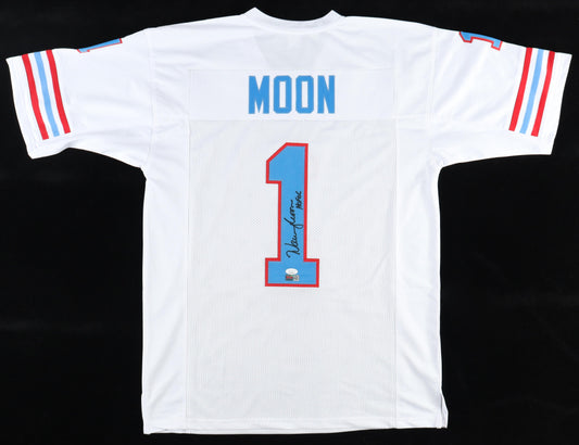 Warren Moon Signed Oilers White Football Jersey (PIA/JSA)