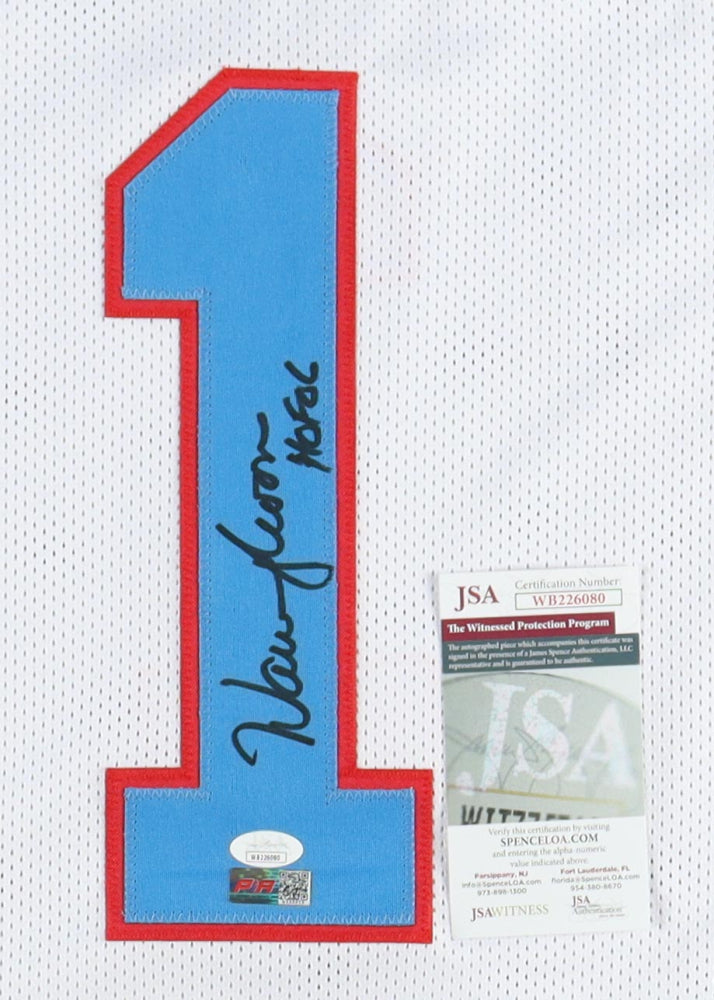 Warren Moon Signed Oilers White Football Jersey (PIA/JSA)