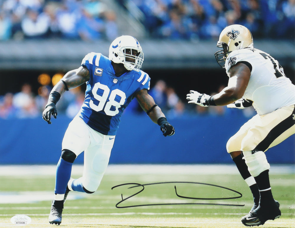 Robert Mathis Signed 11x14 Autographed Colts Photograph JSA vers Saints