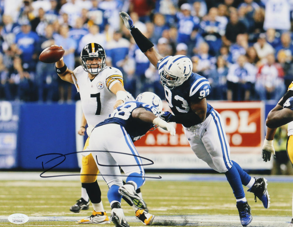 Robert Mathis Signed 11x14 Autographed Colts Photograph JSA vers Steelers