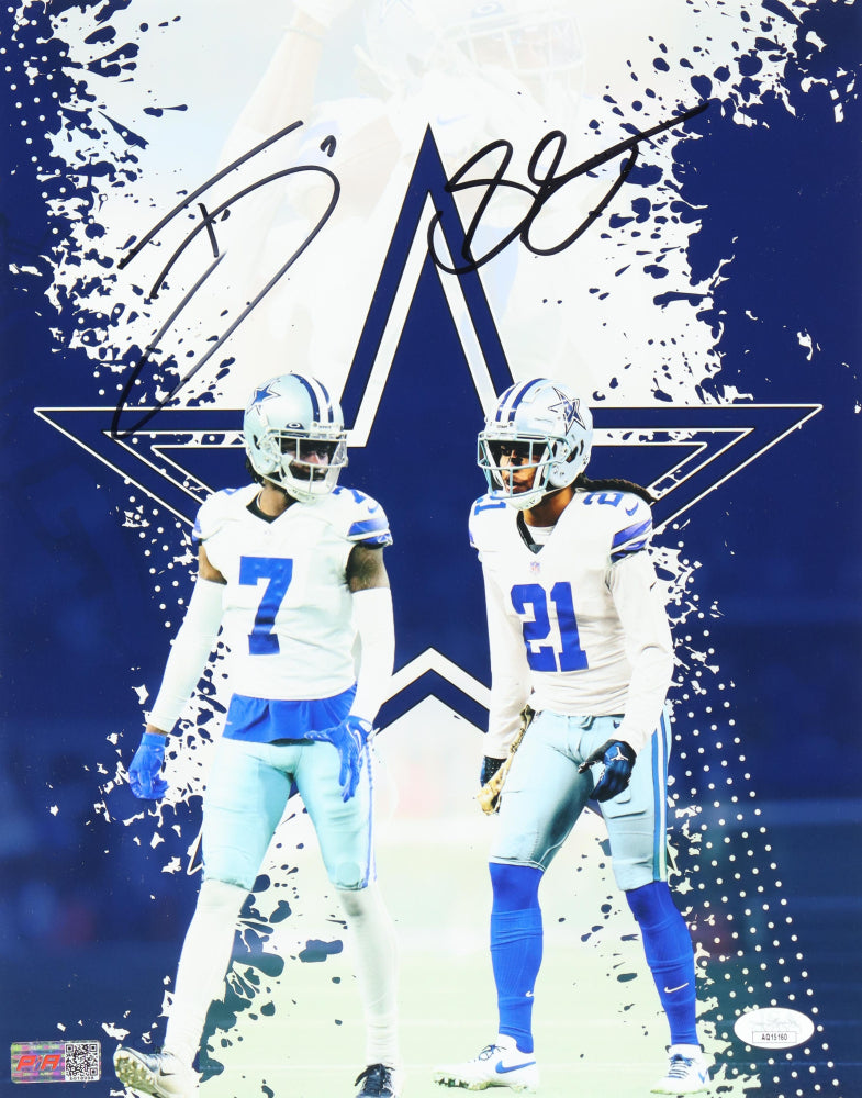 Trevon Diggs Stephon Gilmore Signed 16x20 Dallas Autographed Cowboys Photograph PIA Blue Star