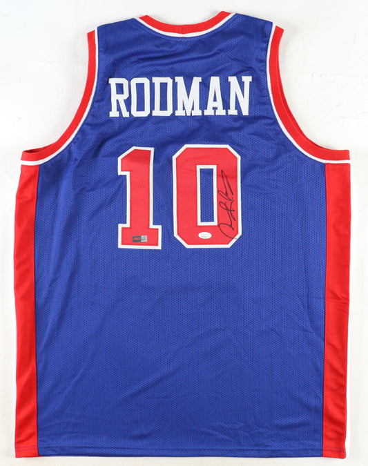 Dennis Rodman Autographed Custom Detriot Basketball Jersey (PIA)