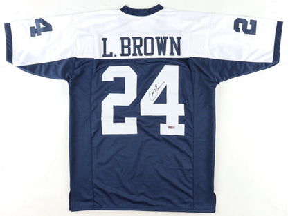 Larry Brown Signed Thanksgiving Custom Football Autographed Jersey (PIA/JSA)