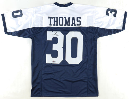 Juanyeh Thomas Signed Thanksgiving Custom Autographed Football Jersey (PIA/JSA)