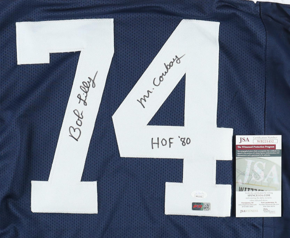 Bob Lilly Signed Thanksgiving Custom Autographed Football Jersey (PIA/JSA)