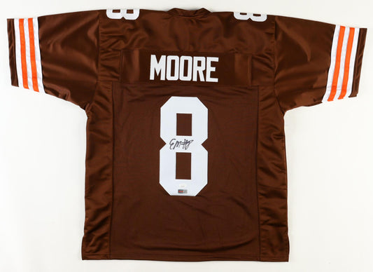 Elijah Moore Custom Cleveland Signed Football Brown Jersey PIA